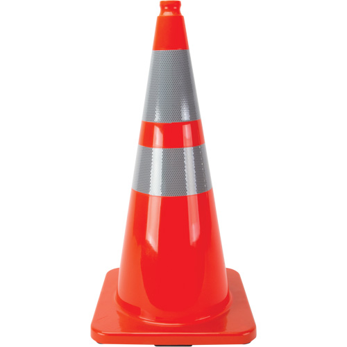 C&ocirc;nes en retrait, 28", Orange, Bande(s) r&eacute;fl&eacute;chissante(s) 4" & 6" NTL Industrial