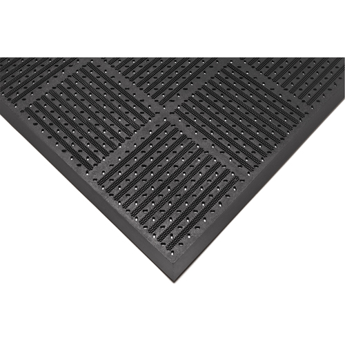 Tapis r&eacute;versible Outfront no 227, Caoutchouc, Grattoir Type, Motif &agrave; fentes, 3' x 6', Noir NTL Industrial