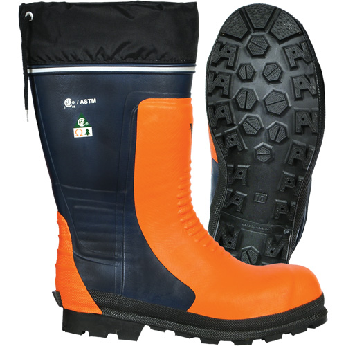 Bushwhacker Chainsaw Boots, Rubber, Steel Toe, Size 6, Puncture Resistant Sole NTL Industrial