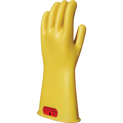 Gants isolants en caoutchouc naturel jaune, ASTM classe 0, Taille 8, 11" lo NTL Industrial