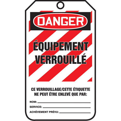 &eacute;tiquettes de s&eacute;curit&eacute; - Verrouillage, Papier cartonn&eacute;, 3-1/8" la x 5-7/8" h, Français NTL Industrial