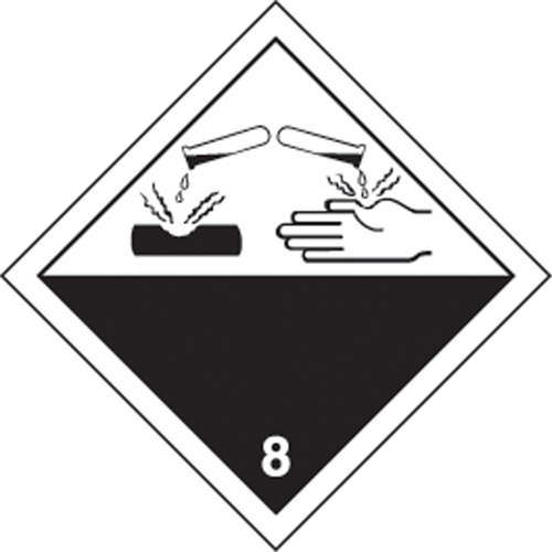 TDG Shipping Labels, Class 8, Corrosives, Vinyl NTL Industrial