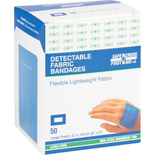 Bandages, Rectangulaire/carr&eacute;e, 3", Tissu d&eacute;tectable, St&eacute;rile NTL Industrial