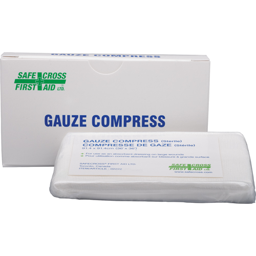 Compresses de gaze, Tampon, 36" lo x 36" la, St&eacute;rile, Dispositif m&eacute;dical Classe 1 NTL Industrial