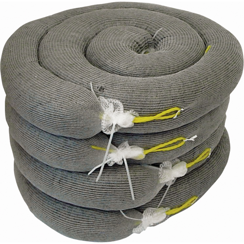 Barrage absorbant de premi&egrave;re qualit&eacute;, Universel, 10' lo x 5" la, Absorption 35 gal., 4 /pqt NTL Industrial