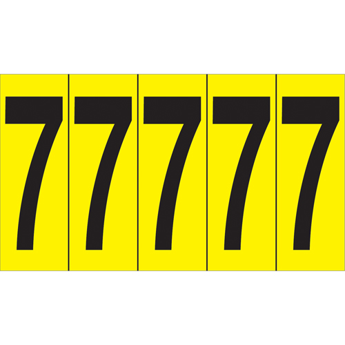 Individual Adhesive Number Markers, 7, 3-7/8" H, Black on Yellow NTL Industrial