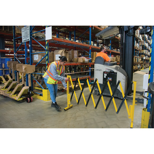 Expandable Barrier, 37" H x 11' L, Black/Yellow NTL Industrial