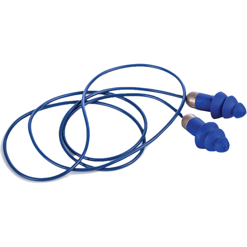 Bouchons d'oreille r&eacute;utilisables et d&eacute;tectable Rockets, Avec cordon, Taille unique, Vrac - &eacute;tui en plastique, NRR dB 27 NTL Industrial