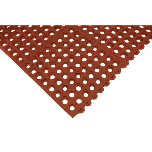 Anti-Fatigue Link Matting, Honeycomb, 3' x 3' x 1/2", Brown, Nitrile/Rubber NTL Industrial