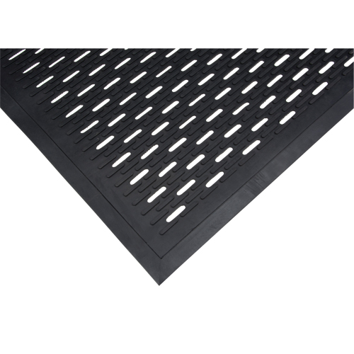 Tapis &agrave; profil bas, Caoutchouc, Grattoir Type, Motif &agrave; fentes, 3' x 5', Noir NTL Industrial