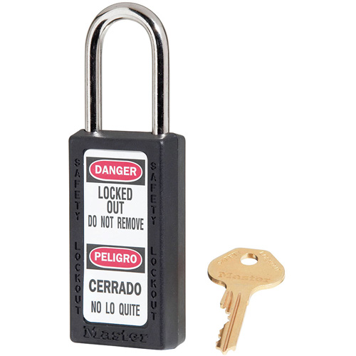 Cadenas de s&eacute;curit&eacute; Zenex 411, Noir, Cl&eacute;s identiques, Thermoplastique, Largeur de 1-1/2" NTL Industrial