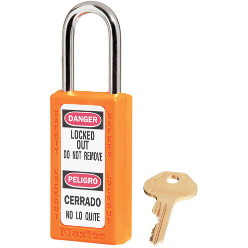 Cadenas de s&eacute;curit&eacute; Zenex 411, Orange, Cl&eacute;s identiques, Thermoplastique, Largeur de 1-1/2" NTL Industrial