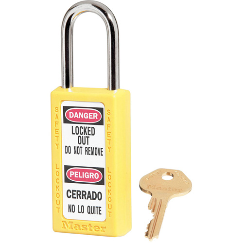 Cadenas de s&eacute;curit&eacute; Zenex 411, Jaune, Cl&eacute;s identiques, Thermoplastique, Largeur de 1-1/2" NTL Industrial
