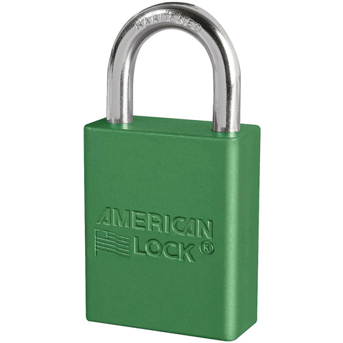 American Lock&reg; Safety Padlocks, Green, Keyed Alike, Aluminum, 1-1/2" Width NTL Industrial