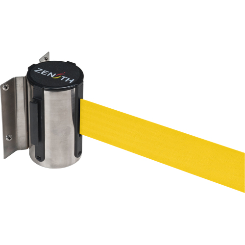 Wall Mount Barrier, Steel, Screw Mount, 7', Yellow Tape NTL Industrial