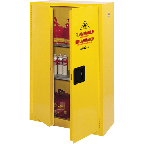 Flammable Storage Cabinet, 45 gal., 2 Door, 43" W x 65" H x 18" D NTL Industrial