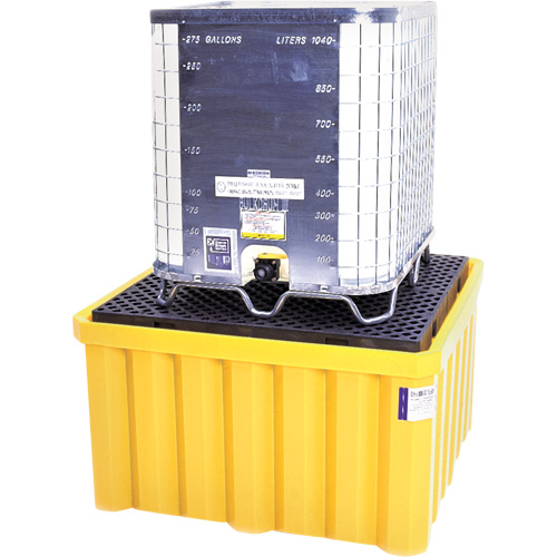 Palette antid&eacute;versement avec drain Ultra-IBC Spill Pallet , Capacit&eacute; de d&eacute;versement 400 gal. US, 58,75" x 58,75" x 33" NTL Industrial