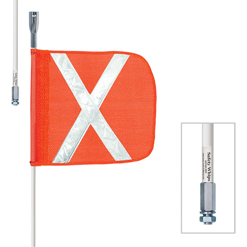 Safety Whip&reg; Heavy-Duty Whips, Threaded Mount, 3' High, Orange NTL Industrial