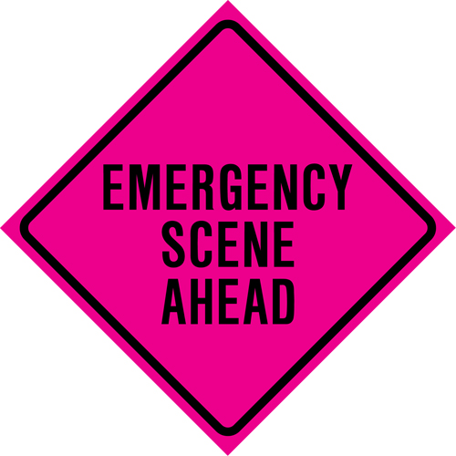 "Emergency Scene Ahead" Roll-Up Traffic Sign, 36" x 36", Vinyl, English NTL Industrial
