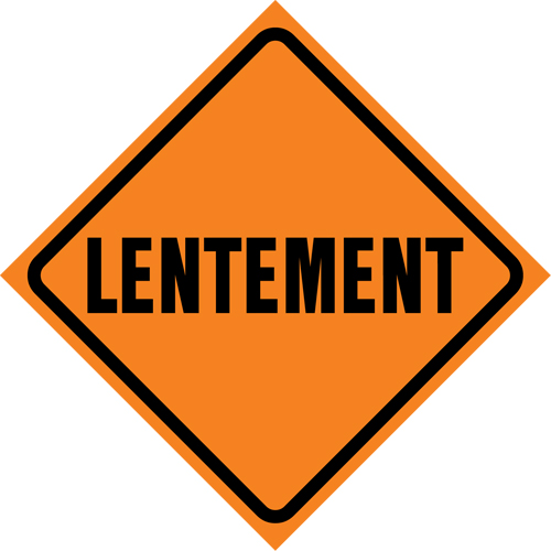 Enseigne enroulable de circulation  Lentement , 29-1/2" x 29-1/2", Vinyle, Français NTL Industrial