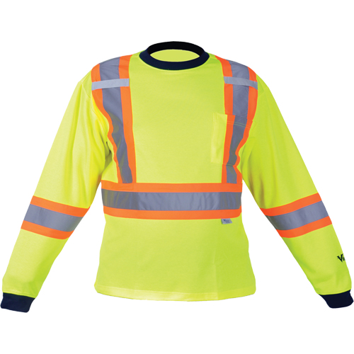 Chemise de s&eacute;curit&eacute; &agrave; manches longues, Polyester, Moyen, Jaune lime haute visibilit&eacute; NTL Industrial