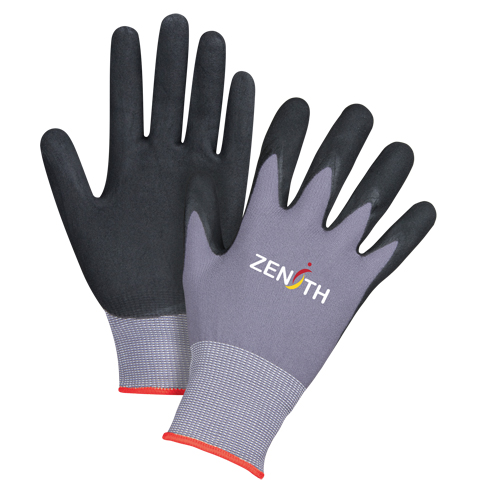 Gants ZX-1 de premi&egrave;re qualit&eacute; compatibles avec les &eacute;crans tactiles, 6/T-petit, R&ecirc;vetement Mousse de nitrile, Calibre 15, Enveloppe en Nylon NTL Industrial