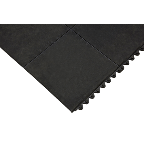 Tapis antifatigue, Lisse, 3' x 3' x 1/2", Noir, Caoutchouc naturel NTL Industrial