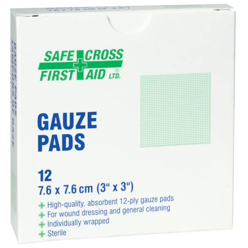 Gaze, Tampon, 3" lo x 3" la, St&eacute;rile, Dispositif m&eacute;dical Classe 1 NTL Industrial