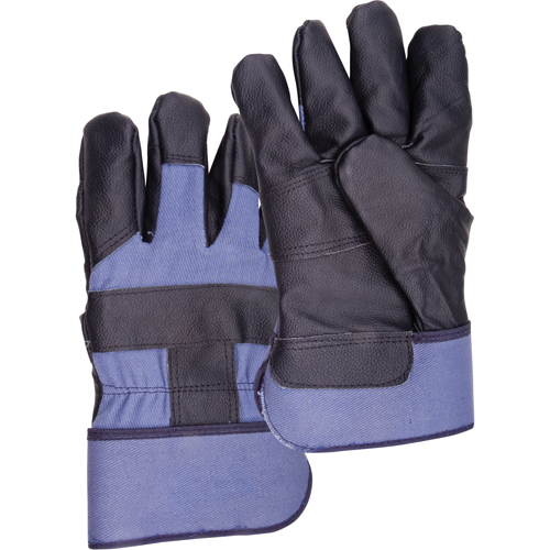 Blue Winter-Lined Work Gloves, Large, Grain Furniture Palm, Cotton Fleece Inner Lining NTL Industrial