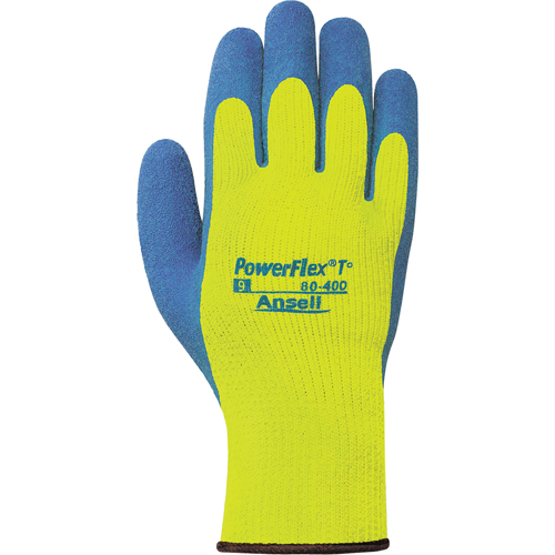 Gants PowerFlex T° Hi Viz 80-400, 7/Petit, R&ecirc;vetement Latex de caoutchouc, Calibre 7, Enveloppe en Tissu &eacute;ponge NTL Industrial