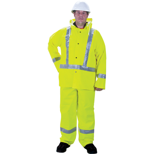 RZ900 Premium Traffic Rain Suit, Small, High Visibility Lime-Yellow NTL Industrial