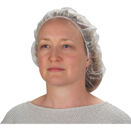 Non-Woven Bouffant Caps, Polypropylene, 21"/Large, White NTL Industrial