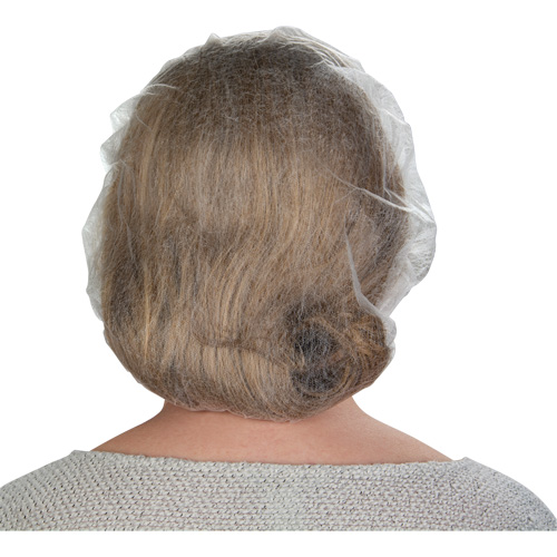 Non-Woven Bouffant Caps, Polypropylene, 21"/Large, White NTL Industrial