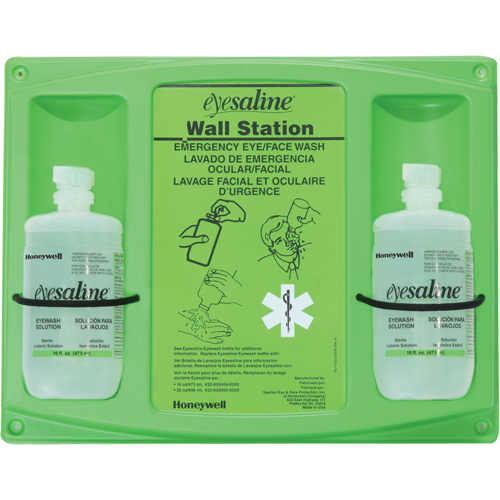 Support mural pour solution saline de douche oculaire, Double NTL Industrial
