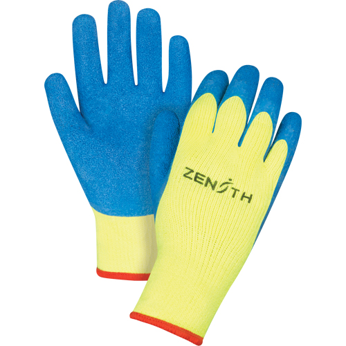 Gants haute visibilit&eacute; doubl&eacute;s d'acrylique & enduits de caoutchouc, 10/T-Grand, R&ecirc;vetement Latex de caoutchouc, Calibre 7, Enveloppe en Tissu &eacute;ponge NTL Industrial