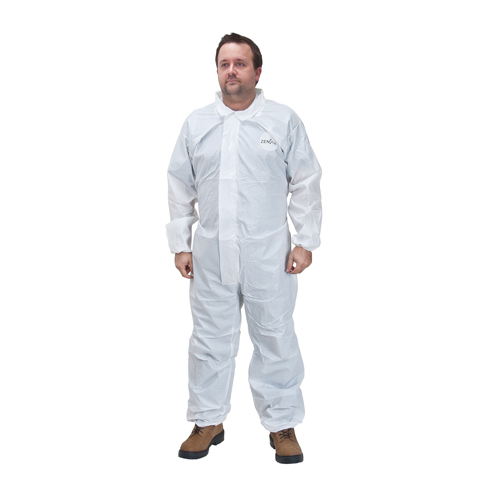 Protective Coveralls, Small, White, Microporous/Polypropylene NTL Industrial