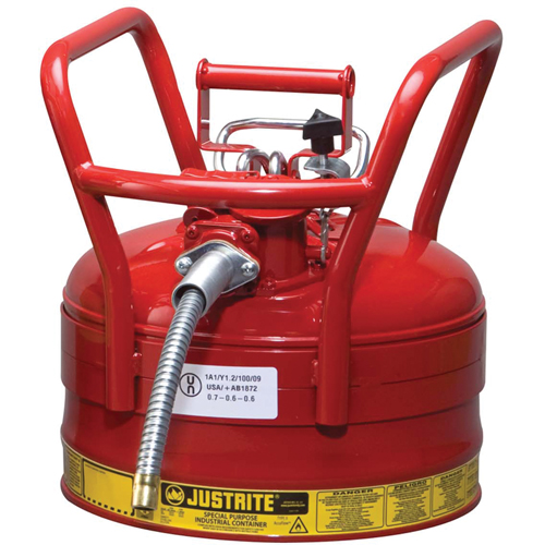 Bidons s&eacute;curitaires D.O.T. de AccuFlow, Type II, Acier, 2,5 gal. US, Rouge, Homologu&eacute; FM NTL Industrial