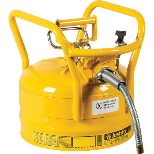 Bidons s&eacute;curitaires D.O.T. de AccuFlow, Type II, Acier, 2,5 gal. US, Jaune, Homologu&eacute; FM NTL Industrial
