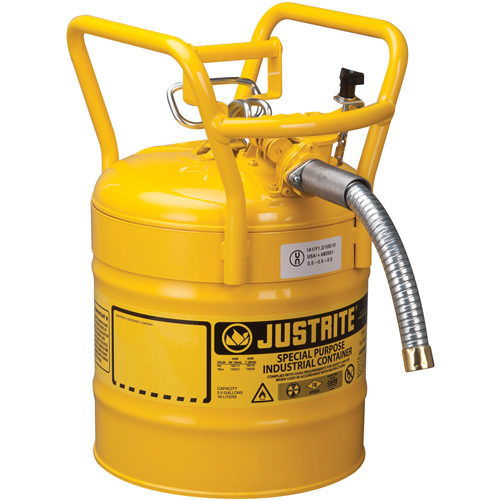 Bidons s&eacute;curitaires D.O.T. de AccuFlow, Type II, Acier, 5 gal. US, Jaune, Homologu&eacute; FM NTL Industrial