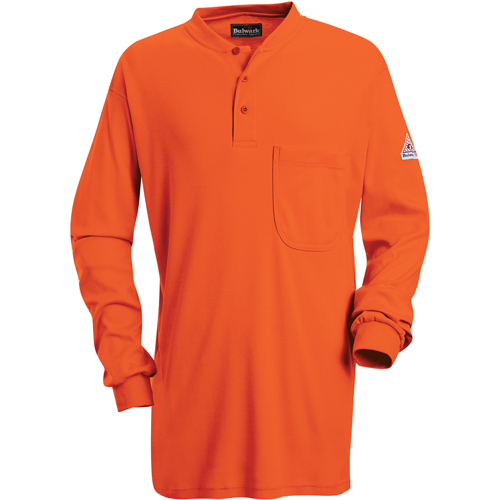 Chemises Henley sans &eacute;tiquette &agrave; manches longues r&eacute;sistantes aux flammes, Petit, Orange NTL Industrial