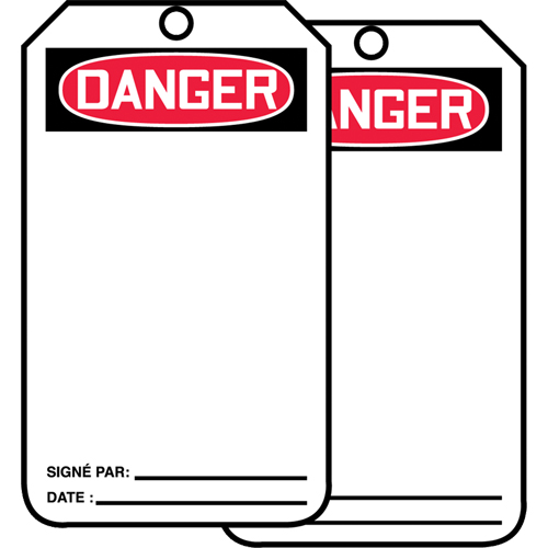 Safety Tags, Cardstock, 3-1/8" W x 5-7/8" H, French NTL Industrial