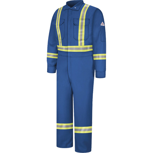 Flame-Resistant Premium Coveralls with Reflective Trim, Size 38, Royal Blue, 12.2 cal/cm² NTL Industrial