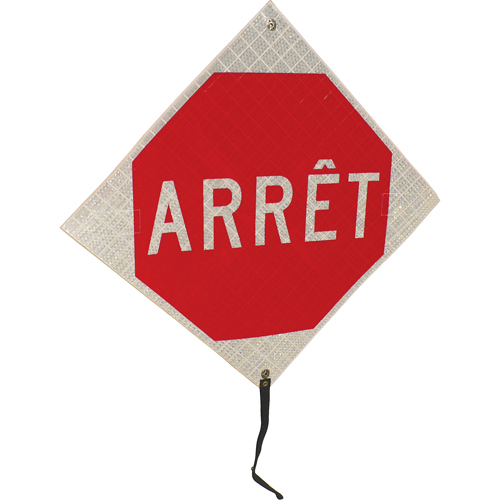 "Arr&ecirc;t" Rolled-Up Traffic Sign, 24" x 24", Vinyl, French NTL Industrial