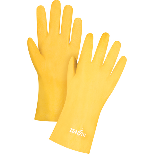Gants &agrave; fini rugueux et r&eacute;sistants aux produits chimiques, Taille 9, 12" lo, PVC, Doublure en Interlock, 47-mil NTL Industrial