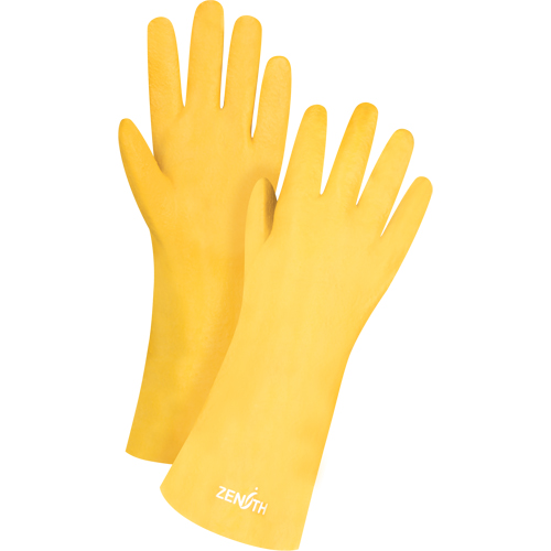 Gants &agrave; fini rugueux et r&eacute;sistants aux produits chimiques, Taille 9, 14" lo, PVC, Doublure en Interlock, 47-mil NTL Industrial