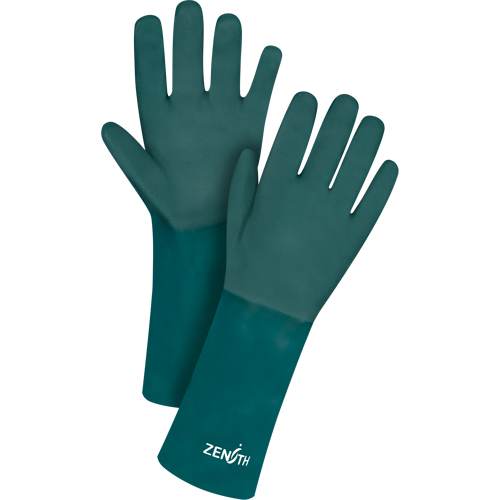 Gants verts &agrave; double enduit, 14" lo, PVC, Doublure en Jersey de coton, 70 mils NTL Industrial