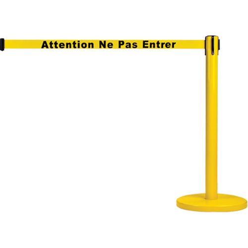 Barri&egrave;re autonome pour le contr&ocirc;le des foules, Acier, 35" h, Ruban Jaune, Longueur du ruban 7' NTL Industrial