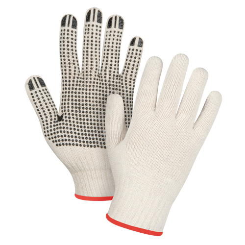 Lightweight Dotted String Knit Gloves, Poly/Cotton, Single Sided, 7 Gauge, Small NTL Industrial