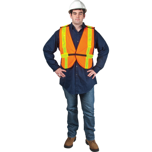 Veste de s&eacute;curit&eacute; d'usage standard, Orange haute visibilit&eacute;, Grand, Polyester NTL Industrial