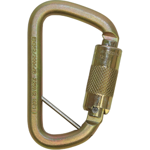 Rollgliss Technical Rescue Offset D Fall Arrest Carabiner, Steel, 3600 lbs Capacity NTL Industrial
